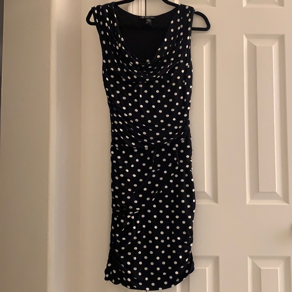 INC black polka dot rouche dress